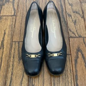 Salvatore Ferragamo Vintage Black Block Heels